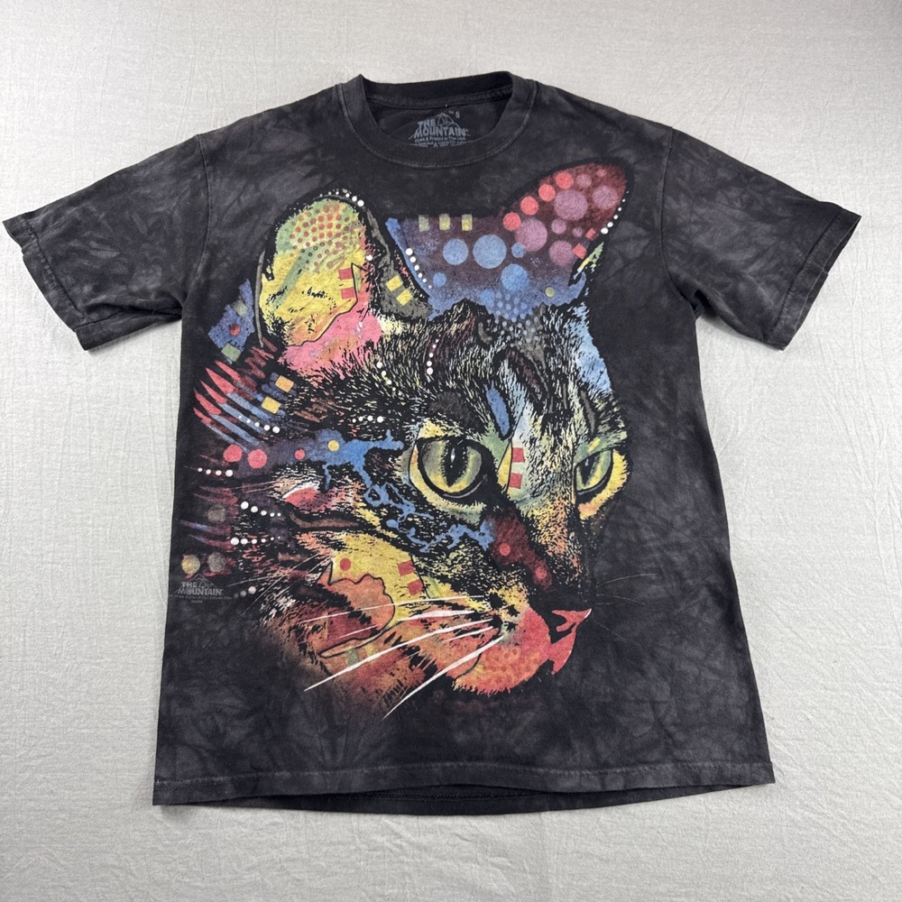The Mountain Cat Shirt Small Tie Dye Short Sleeve Crewneck Feline Kitty Colorful